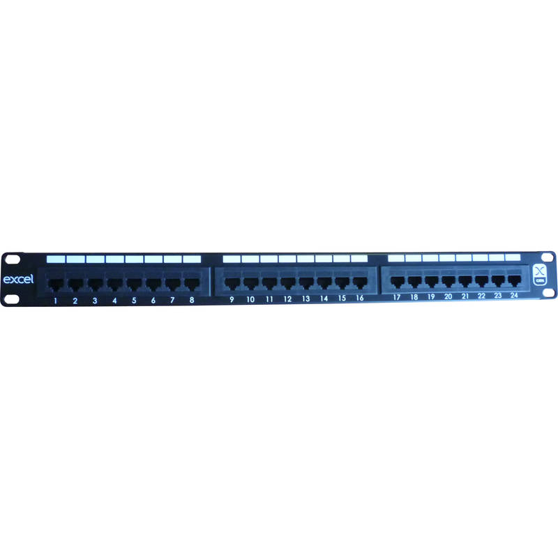 Excel Networking Panel Excel Cat.6 UTP, 1U 19". Con 24 módulos. Sistema IDC. Color Negro.
